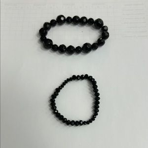 Chic Black Beaded Bracelet Duo